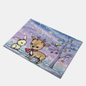 Cute Little Deer en Bunny Illustrated Art Deurmat (Schuin)