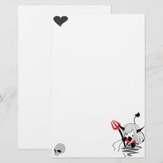 Cute Little Devil Girl Briefpapier (Voorkant / Achterkant)