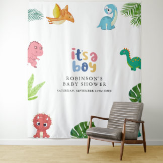 Cute Little Dino Baby Shower Fotohokje Wandkleed