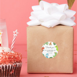 Cute Little Dino Baby Shower Ronde Sticker