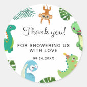Cute Little Dino Baby Shower Ronde Sticker (Voorkant)