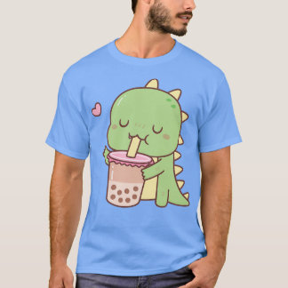 Cute Little Dino loves Boba Milk Tea T-shirt
