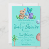 Cute Little Dino op zijn Way Baby shower Kaart (Voorkant)