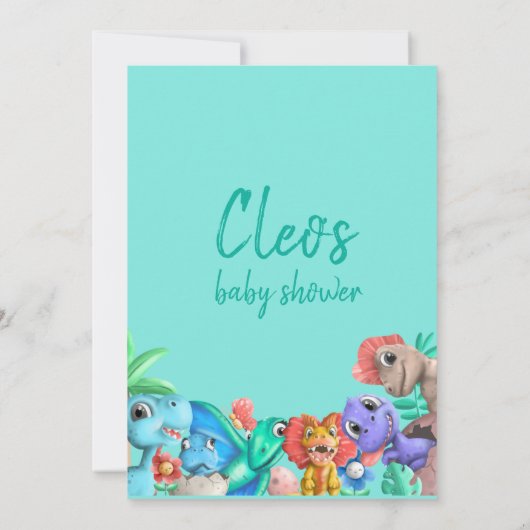 Cute Little Dino op zijn Way Baby shower Kaart (Achterkant)