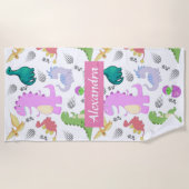 Cute Little Dino Toddler Strandlaken (Voorkant)