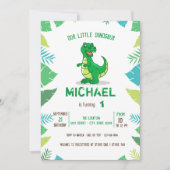 Cute Little Dinosaur Boy Baby shower Kaart (Voorkant)