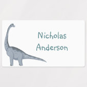 Cute Little Dinosaur Cartoon Waterverf Labels (Design 2)