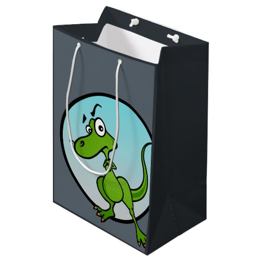 CUTE LITTLE DINOSAUR MEDIUM MATTE GIFT BAG CADEAUZAKJE (Voorkant Gekanteld)