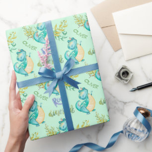 Cute Little Dinosaur Personalized Cadeaupapier