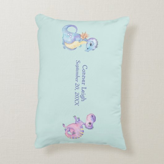 Cute Little Dinosaurs Personalized Accent Kussen (Achterkant (Verticaal))