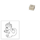 Cute Little Dragon Holding een Cup 2 Rubberstempel (Gestempeld)