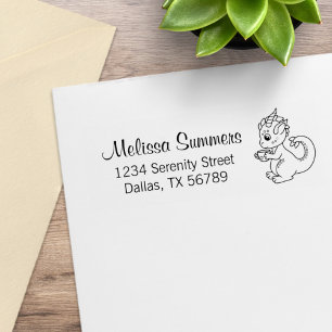 Cute Little Dragon Holding een Cup Adres 2 Rubberstempel