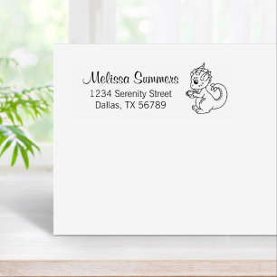 Cute Little Dragon Holding een Cup Adres 2 Rubberstempel