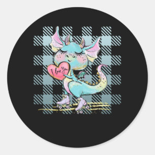 Cute Little dragon met I Love You Heart Ronde Sticker