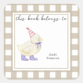 Cute Little Duck - Dit boek is eigendom van Vierkante Sticker