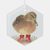 Cute Little Duck Ducky Red Rubber Boots Fun Glas Ornament (Voorkant)