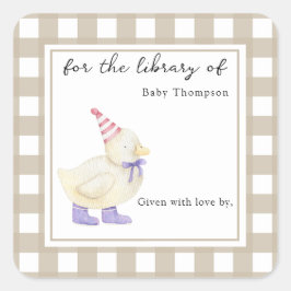 Cute Little Duck - Voor de bibliotheek van Vierkante Sticker