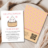 Cute Little Dumpling Her Way QR Code Baby Shower Kaart