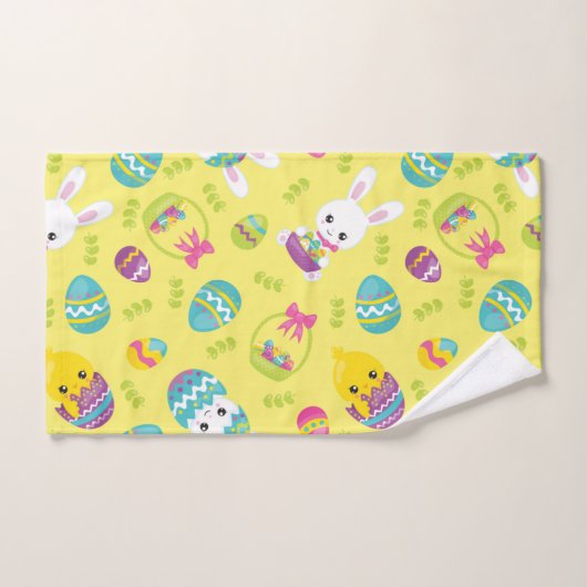 Cute Little Easter Bunny Egg Pattern Gift Handdoek (Handdoek)