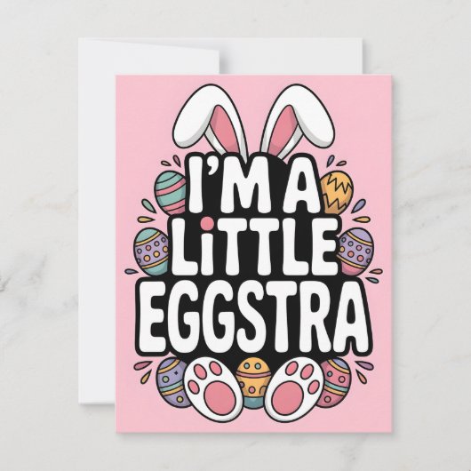 Cute Little Eggstra Konijn Pasen Kaart (Voorkant)