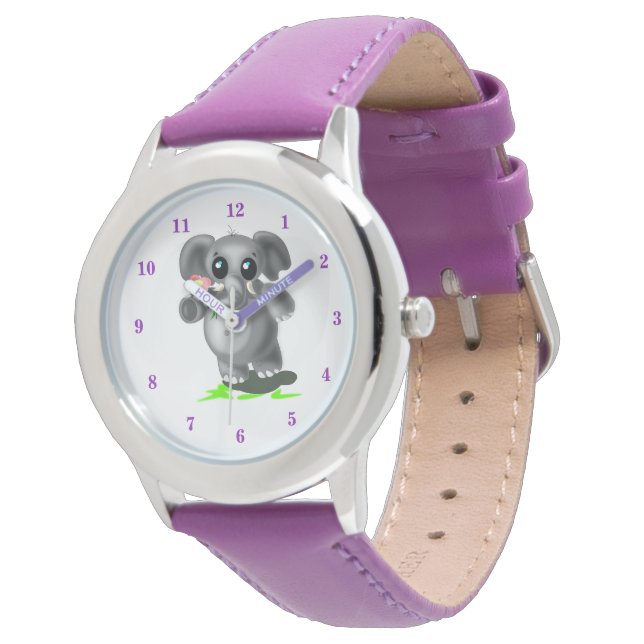 Cute Little Elephant Horloge (Gekanteld)