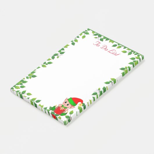 Cute Little Elf en Green Leaf Lijst Post-it® Notes (Schuin)