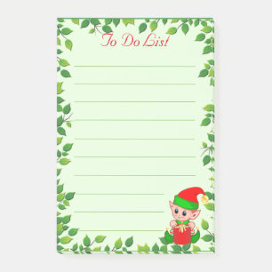 Cute Little Elf & Green Leaf Lijst on Green Lined Post-it® Notes