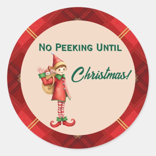 Cute Little Elves - Personalized Christmas  Ronde Sticker (Voorkant)