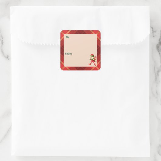 Cute Little Elves - Personalized Christmas  Vierkante Sticker (Tas)