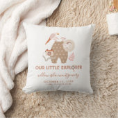 Cute Little Explorer Boho Birth Information Baby Kussen (Deken)