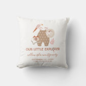 Cute Little Explorer Boho Birth Information Baby Kussen (Voorkant)