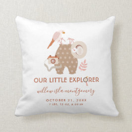 Cute Little Explorer Boho Birth Information Baby Kussen