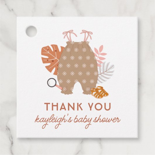Cute Little Explorer Boho Girl Baby shower Bedankjes Labels (Voorkant)