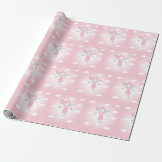 Cute little fairy in pink sky cadeaupapier