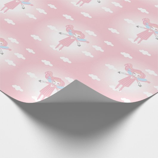 Cute little fairy in pink sky cadeaupapier (Hoek)