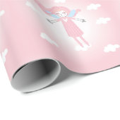 Cute little fairy in pink sky cadeaupapier (Rol Hoek)
