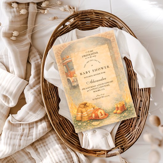 Cute Little Firefighter Baby Shower Kaart