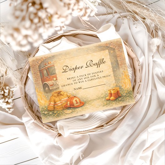 Cute Little Firefighter Diapper Raffle Informatiekaartje