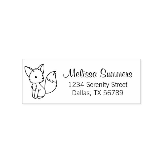 Cute Little Fox Address Rubberstempel (Afrduk)