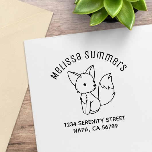 Cute Little Fox Arch Address Rubberstempel