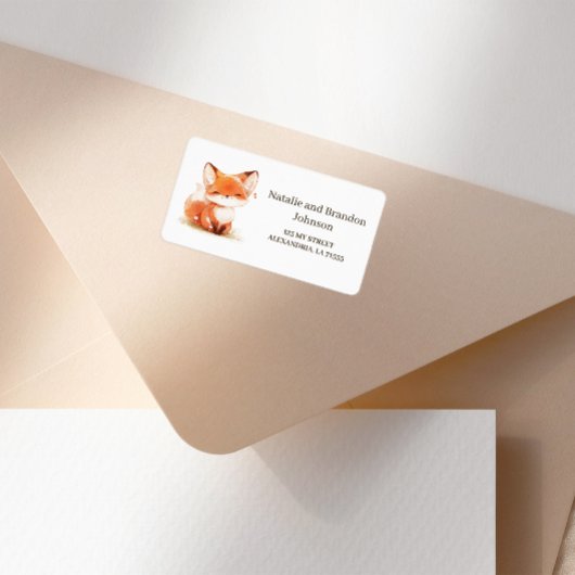 Cute Little Fox Baby Shower Adreslabel Etiket