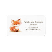 Cute Little Fox Baby Shower Adreslabel Etiket (Voorkant)