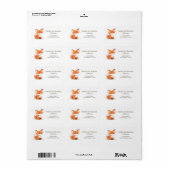 Cute Little Fox Baby Shower Adreslabel Etiket (Full Sheet)