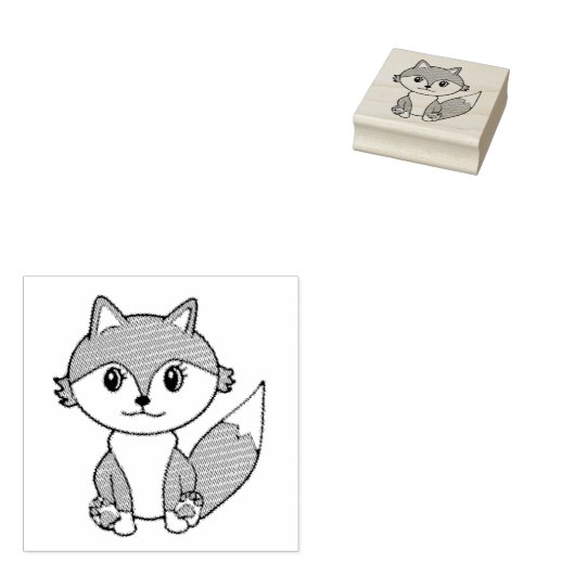 Cute Little Fox Boerderij Animal Rubberstempel (Gestempeld)