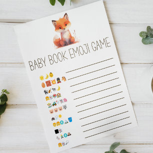 Cute Little Fox Book Emoji Baby Shower Spel Poster