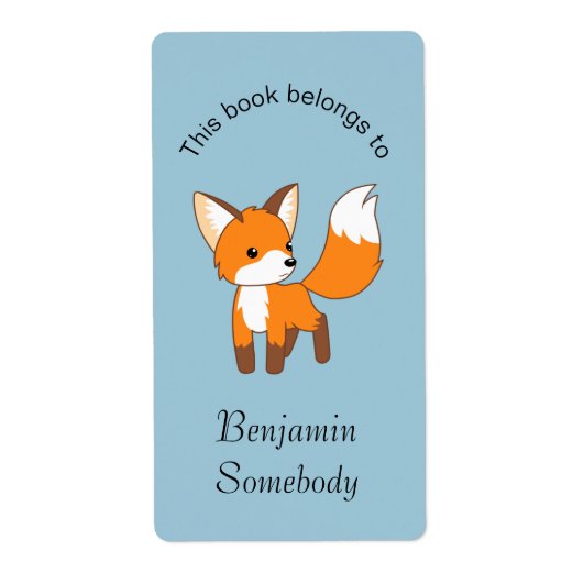 Cute Little Fox Bookplate Etiket (Voorkant)