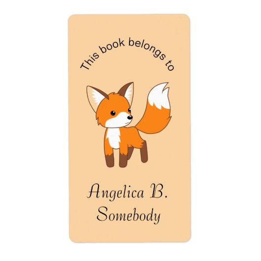 Cute Little Fox Bookplate Etiket (Voorkant)