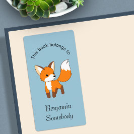 Cute Little Fox Bookplate Etiket