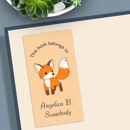 Cute Little Fox Bookplate Etiket