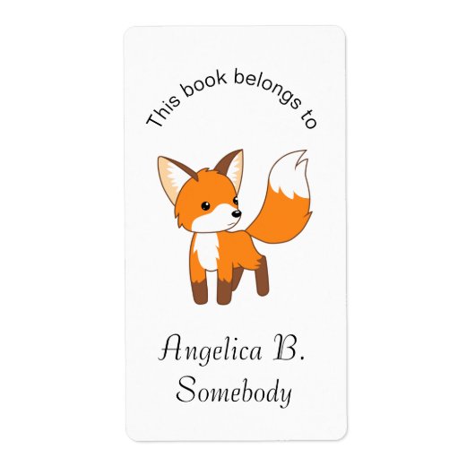 Cute Little Fox Bookplate Etiket (Voorkant)